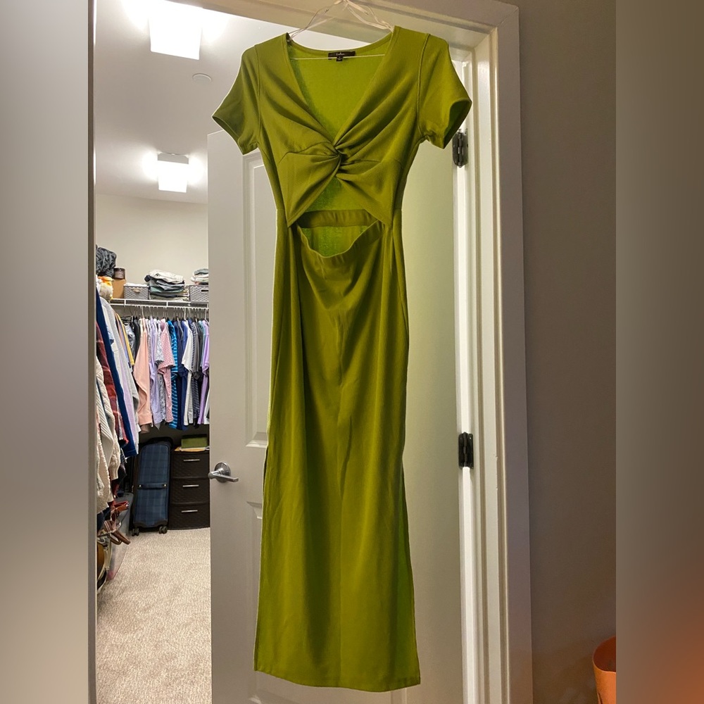 Lulus Style Twist Lime Green Twist Front Cutout M… - image 2